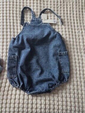 Rylee + Cru  Denim Lou Romper & Carters Gingham 18m